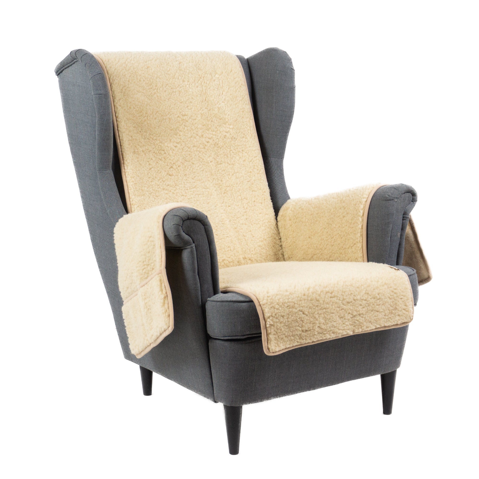 Lenestoltrekk i merinoull med armlenslommer. Gratis frakt ! - ULLNorge