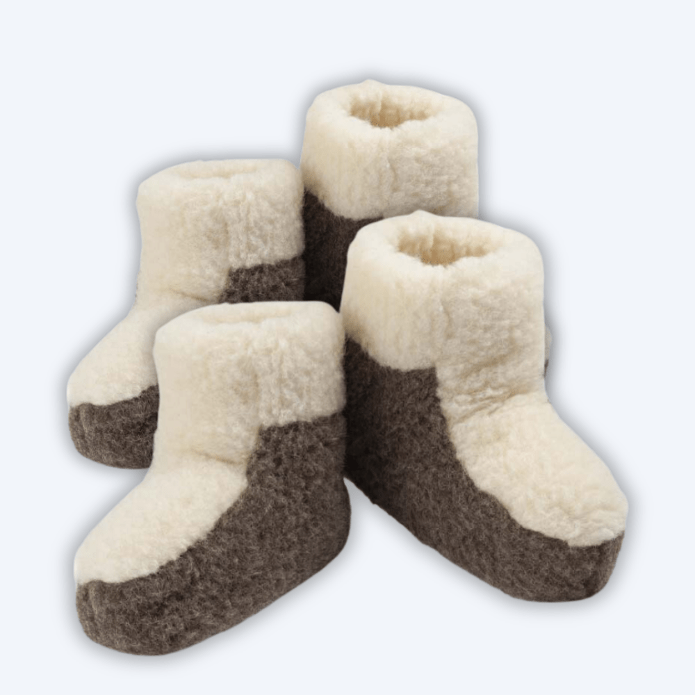 Tøfler brun/hvit - (2 par) - Gratis frakt ! - ULLNorge