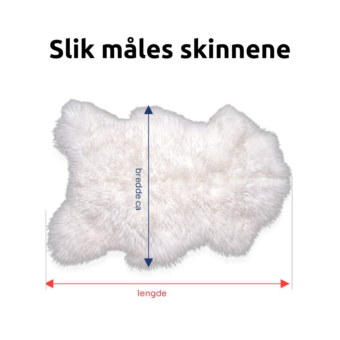 2 stk  hvite langhårete skinn fra Island.  Str. L (115/120cm)-Gratis frakt.