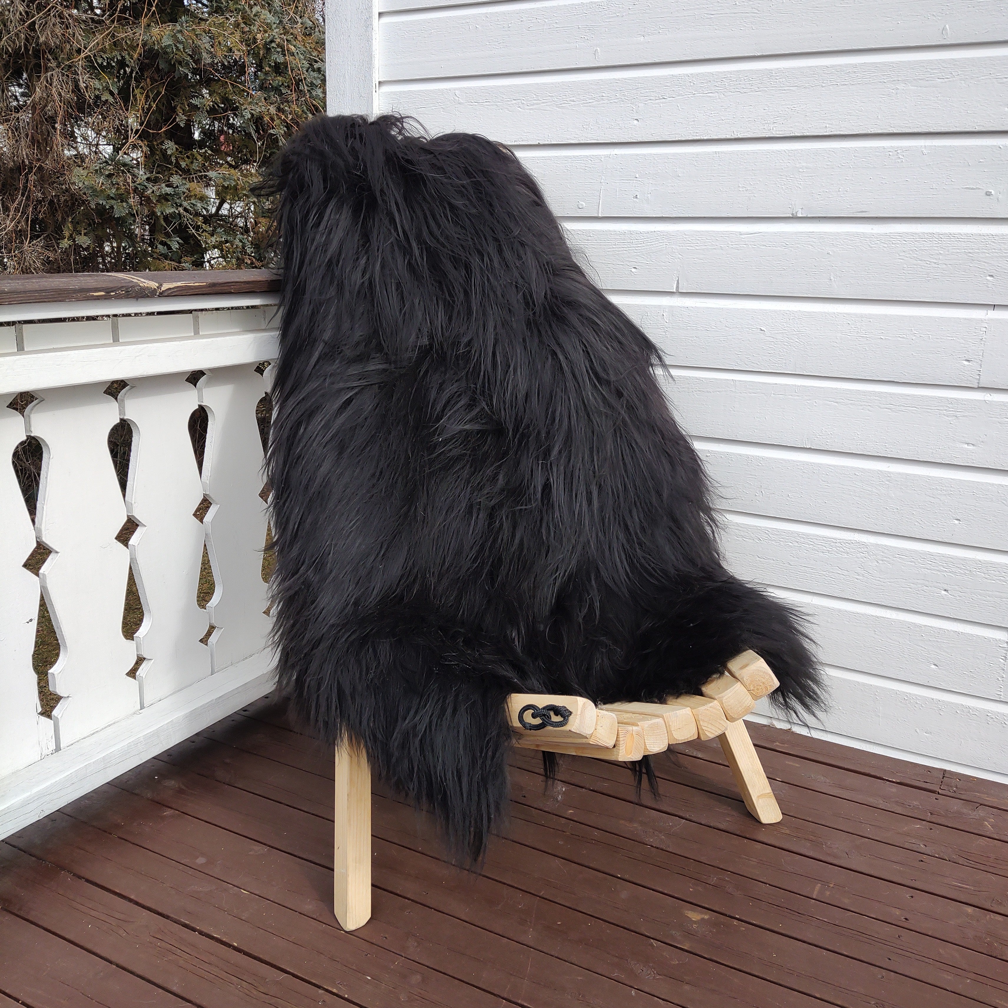 4 stk sorte langhåret skinn fra Island -str. XL  (125-130cm)-Gratis frakt.